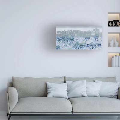 Wrapped Canvas Wall Art - Melissa Wang  'Reflections Of A Harbor City II' Wall Art for Living Room, Bedroom, or Office Décor  - 10x19