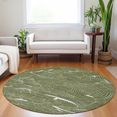 Tapis intérieur / extérieur lavable olive Sahari 