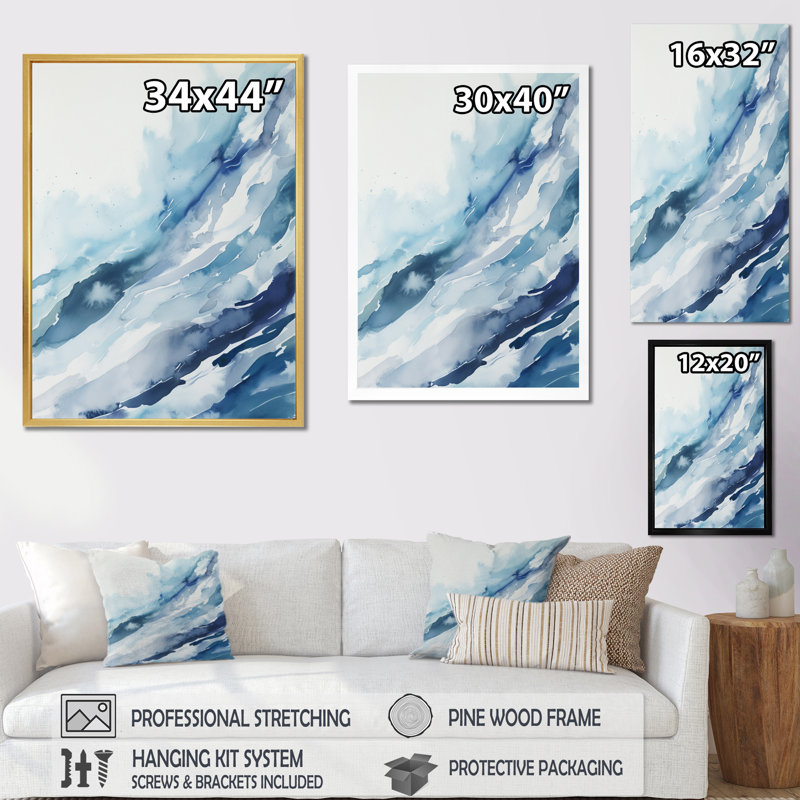 Bleu tourbillon III sur toile, H 20 po x l 12 po x P 1 po, Toile tendue