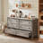 6 Drawers Dresser For Bedroom, Farmhouse 54" Wide Wood Dressers Chest Of Drawers, Vintage Design TV Stand, Rustic Storage Dresser Organizer With Metal Handle Closet For Living Room, Hallway-1781790711