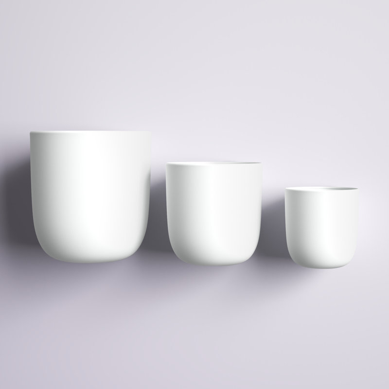 Ensemble de pots à fleurs en fer 3 pièces Magdalena, Blanc