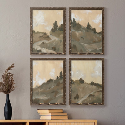 Hillside Walking Path I - Ensemble de 4 reproductions d'art sur toile encadrées