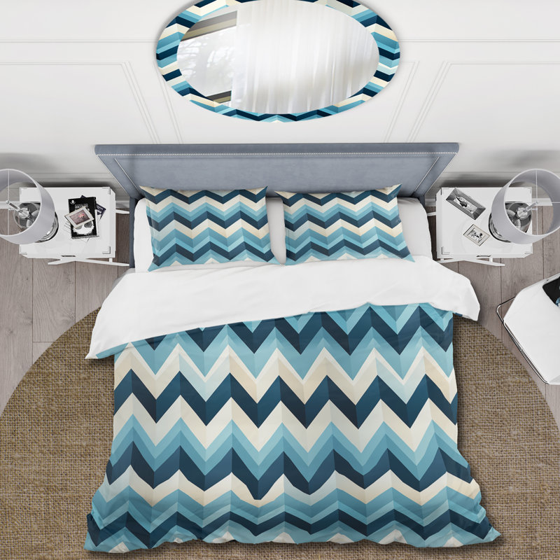Ensemble de housse de couette en microfibre bleu et blanc, Housse de couette pour très grand lit et 2 très