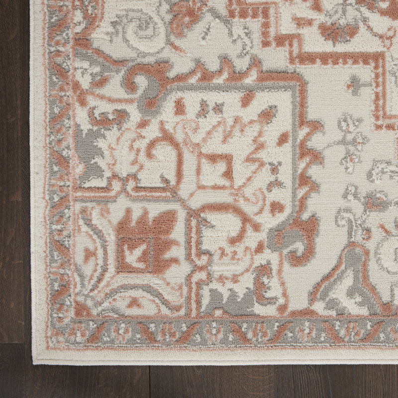 Tapis ivoire traditionnel Rheba, Rectangle 5 pi 3 po x 7 pi 3 po