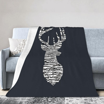 Camo Deer Throw Blankets Black Green Camouflage Animals Soft Throw Blankets Cozy Blankets Stylish Printed Room Decor For Sofa Couch Travel, 40 x 50 in
