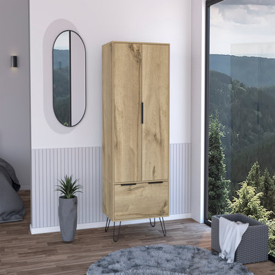 Placard, tiroir, armoire à deux portes, pieds en épingle à cheveux