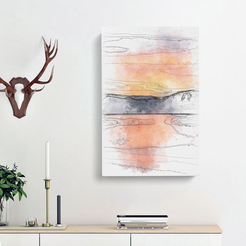 Sunshine over the Mountains - Wrapped Canvas Drawing - Wrapped Canvas, 50cm H x 35cm W x 3cm D