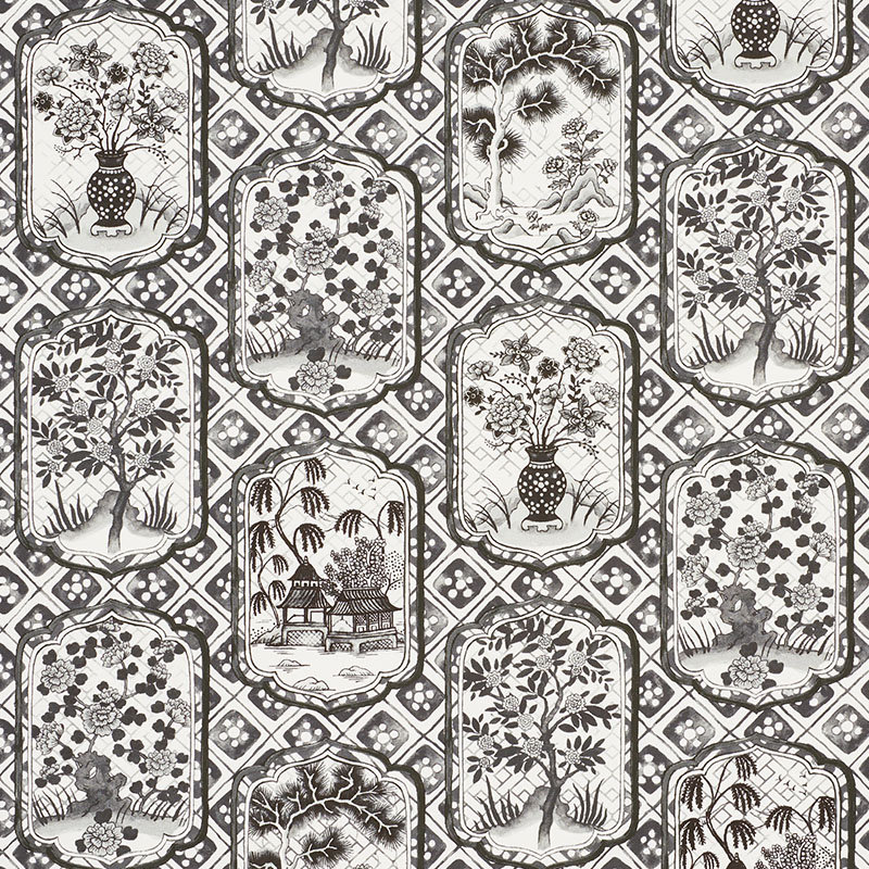 Schumacher x Johnson Hartig Ting Ting Fabric, Black