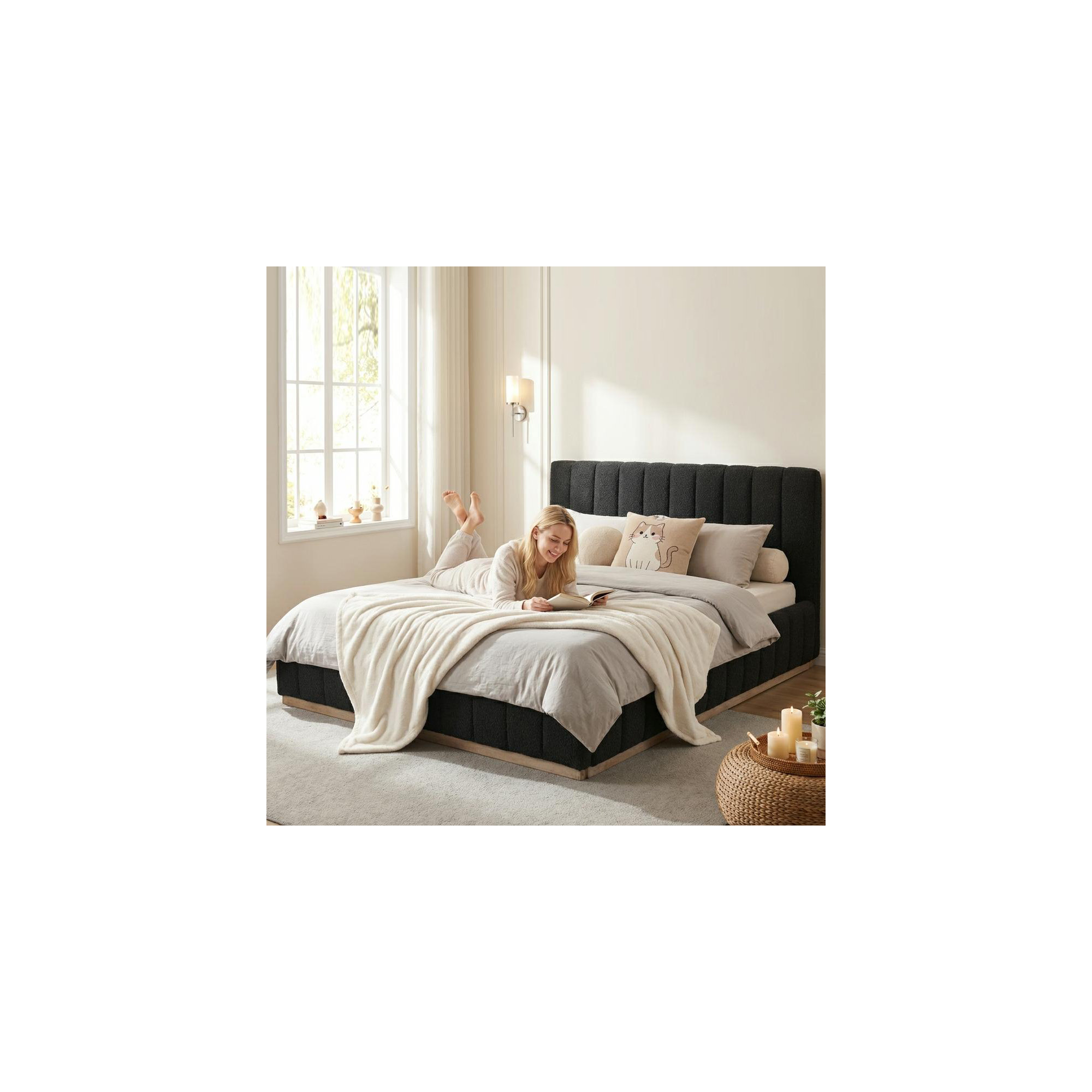 Braesyn Upholstered Bed, Black, Queen