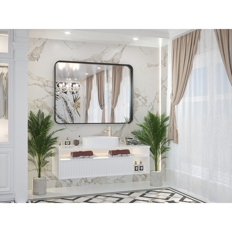 Miroir d'appoint Tyro, Noir mat, 30 po x 40 po, Rectangulaire