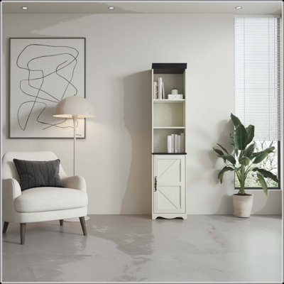 Grande armoire de rangement en bois 70,86 po avec 5 tablettes - blanc