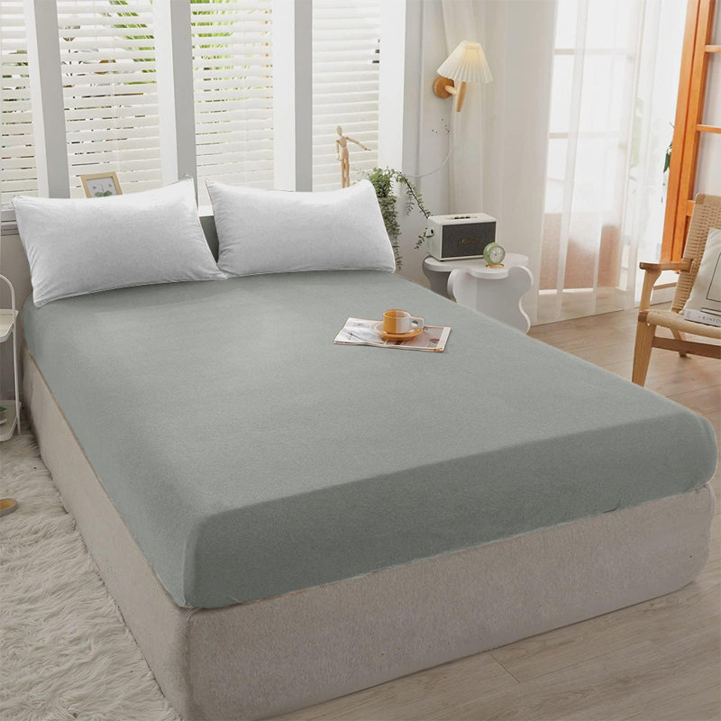 Cotton Blend 30cm Deep Pocket Jersey Fitted Sheet, Silver, Single (3')