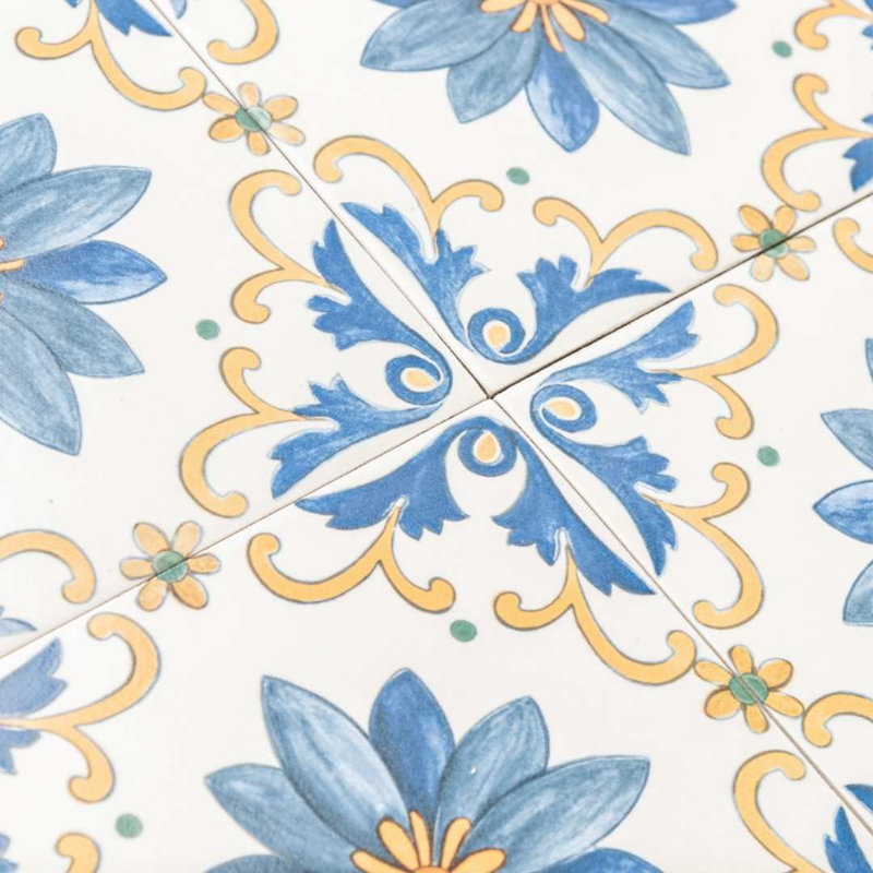 Monastery 8" x 8" Patterned Italian Porcelain Floor and Wall Tile, Amalfi