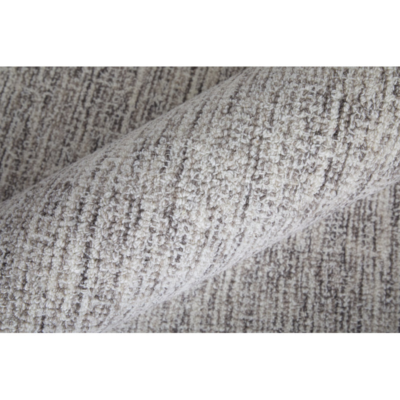 Freemont Hand Tufted Wool Abstract Area Rug in Light Gray/Ivory, Rectangle 3'6" x 5'6"