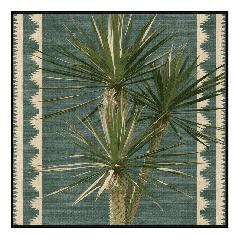 Washable Yucca Plant Southwestern Area Rug, Square 7'
