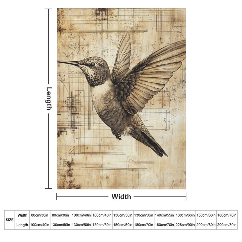 Jeté de colibri volant en flanelle de luxe, 30 po x 40 po