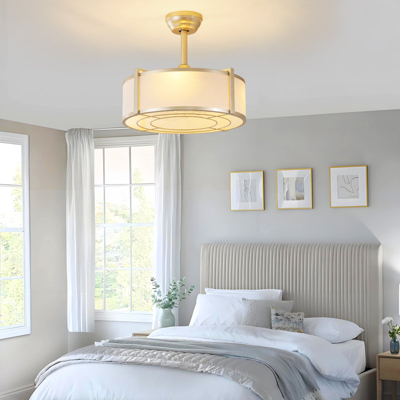 19'' Modern Ceiling Fan With Light, Gold