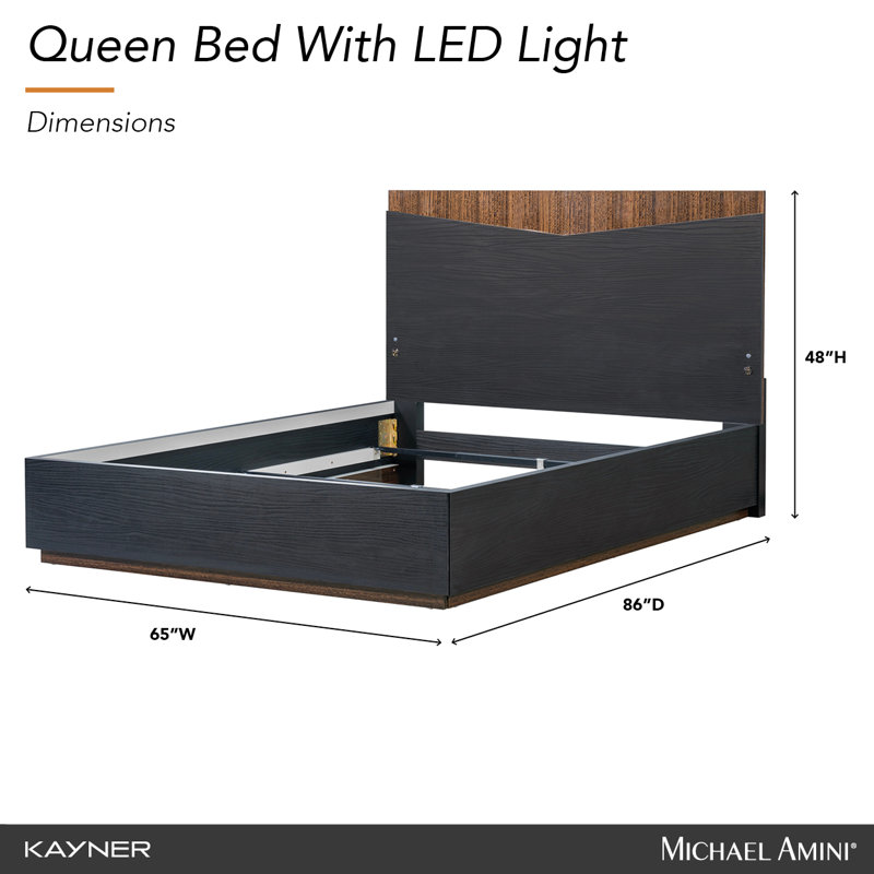 Kayner Bed With LED Lights - Charcoal, Queen