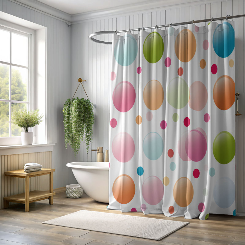 Rideau de douche Spots Art - Premium, H 74 po x l 71 po