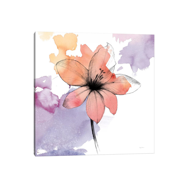 Watercolor Graphite Flower II by Avery Tillmon - Wrapped Canvas Painting, 30.48 cm H x 30.48 cm W