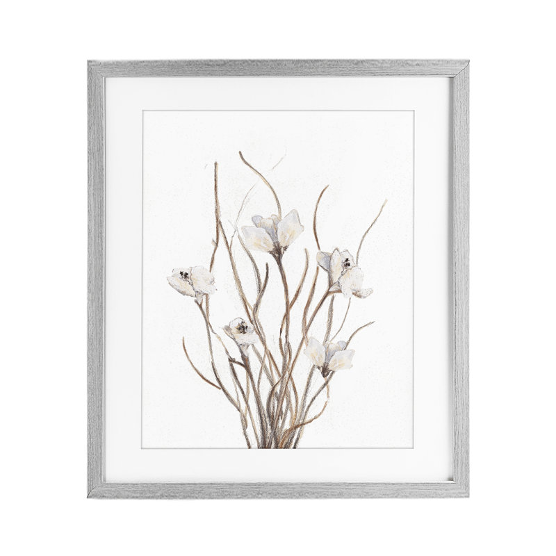 «Curly Floral Branches», reproduction d'art sous verre, conception de Lanie Loreth, Cadre de ferme gris, H 16 po x l 13 po