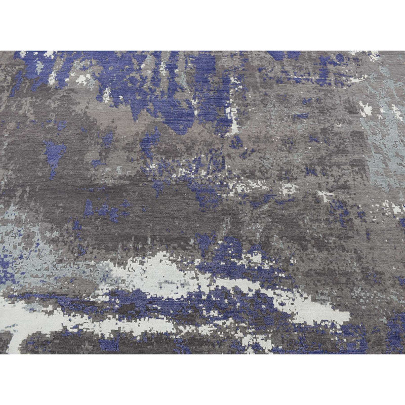 Tapis en laine noué à la main à motif abstrait galaxie 7 pi 10 po x 10 pi A652848E05364C7BAB8CE1D19CDC7CC5