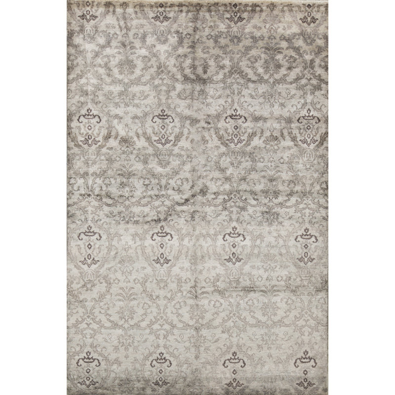 Hand-Knotted High-Quality Gray and Gray Area Rug