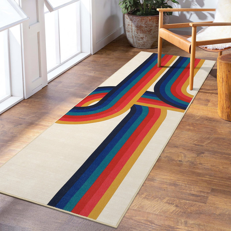 Moderen Machine Washable Rug with Rubber Backing for Living Room Abstract Non-Slip Area Rug Indoor Carpet Non-Shedding Rug for Bedroom Dining Room Hallway Kitchen Office Playroom Nursery