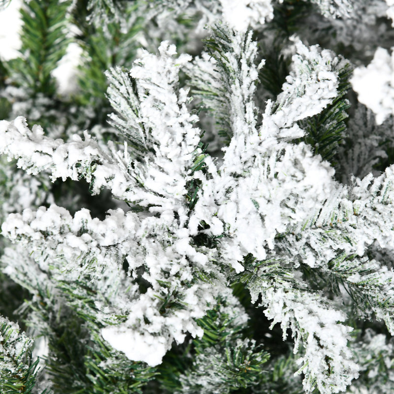 Grand sapin de Noël artificiel enneigé avec branches réalistes, vert, 9'