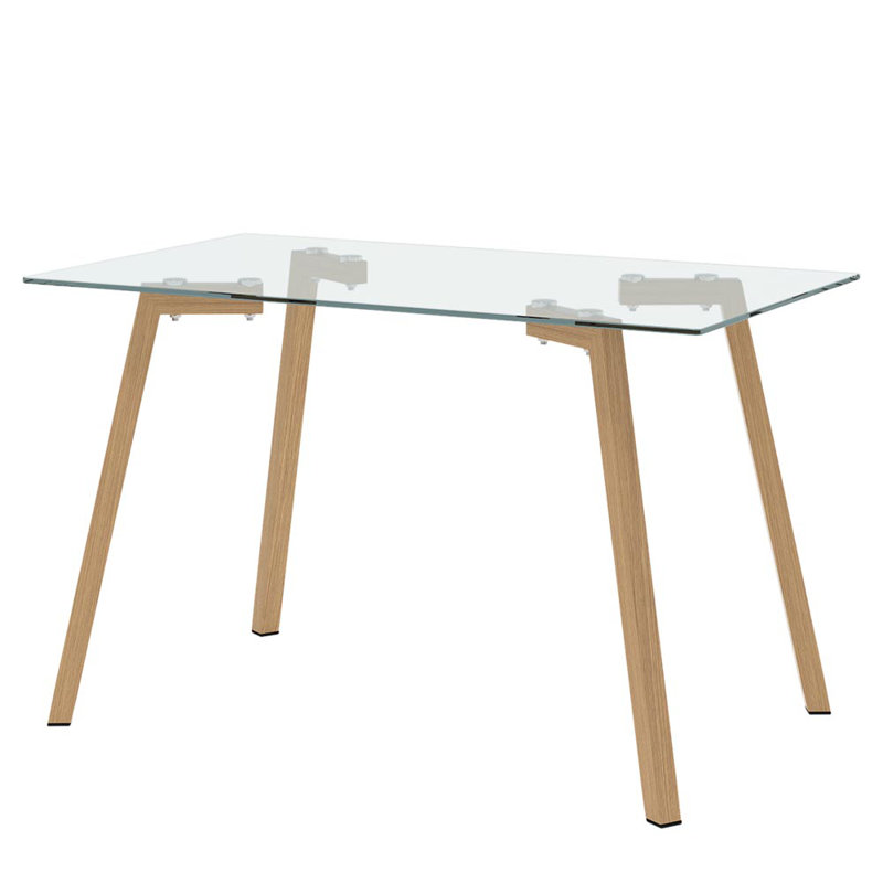 Debbye Glass Top Metal Base Dining Table