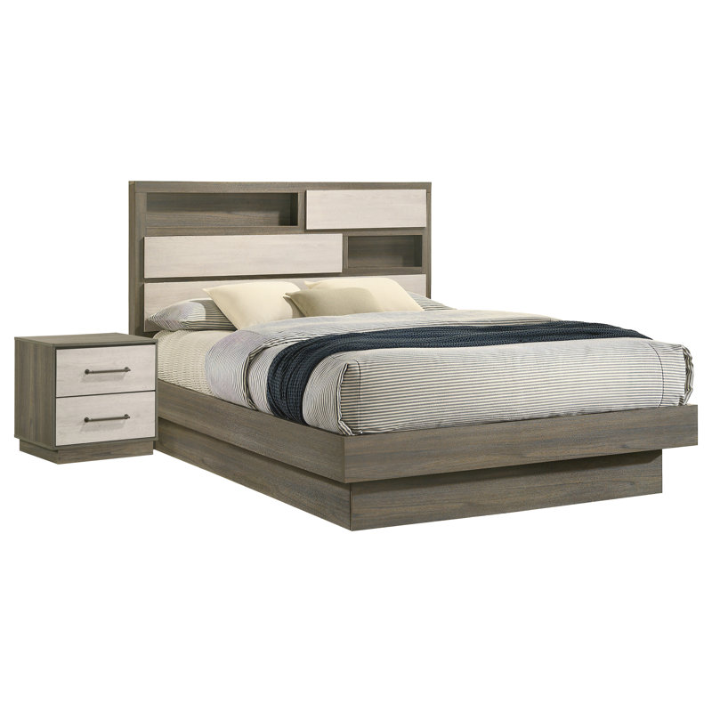 Ensemble de chambre à coucher Helvey, 5 Pcs: Bed, Nightstand, Dressers, Mirror, Grand lit