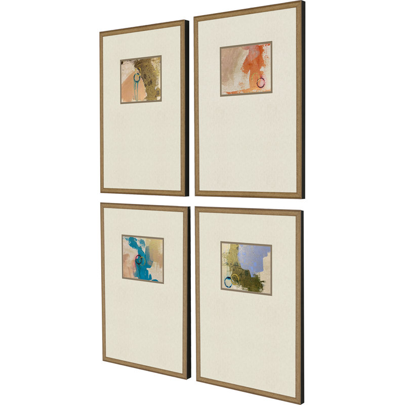Antique Gold Framed Abstract Print Set of 4