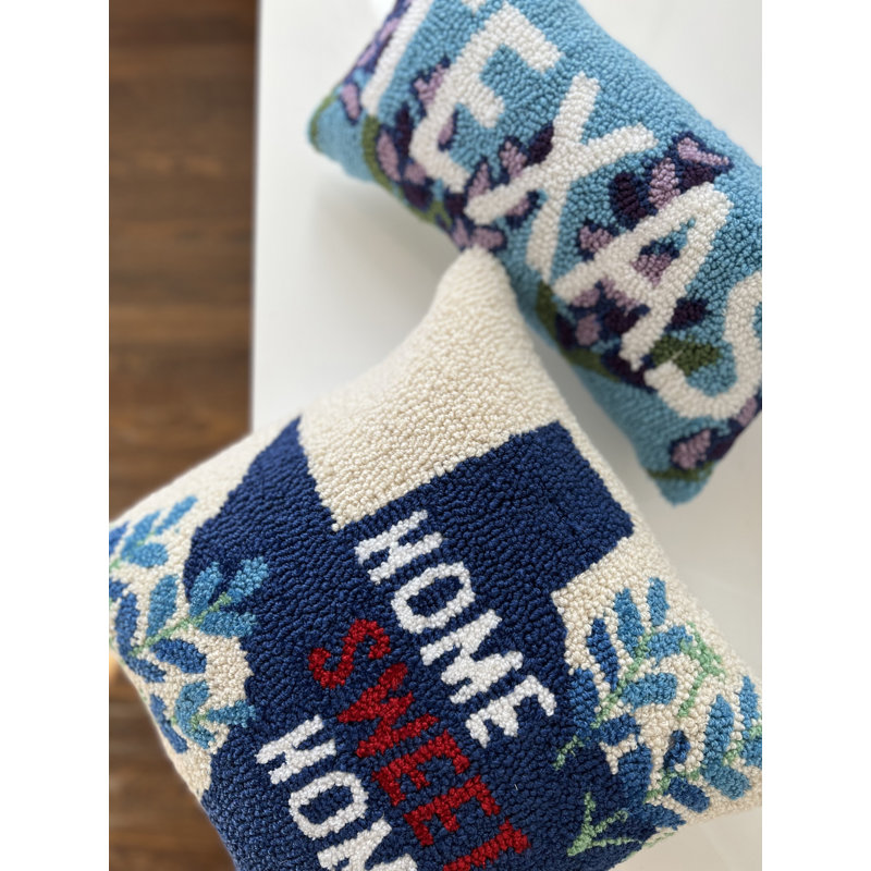 Texas Blue Bonnet Rectangular Hook Pillow, 9" x 16", Blue and White