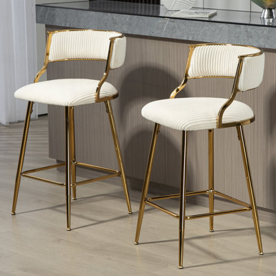 Tabourets de bar en velours côtelé