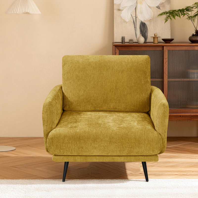 Karaka 37.5'' Wide Oversized Armchair accent chair single seat sofa for living room, Gold Chenille