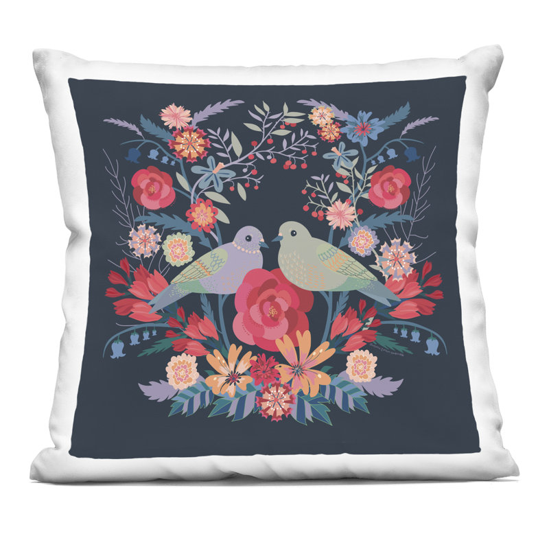 Coussin Fierce Vibrant Tiger Design par Kim Allen, Bleu marine / rose, Carré 18 po