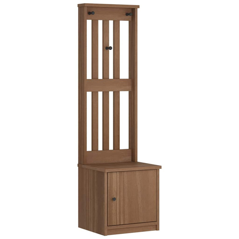 Hall Tree SANDNES 45X40x159.5 Cm Solid Wood Pine, Walnut