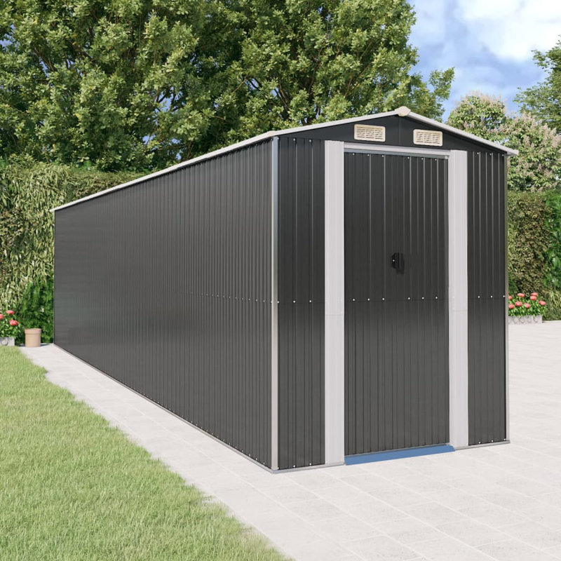 6 ft. W x 25 ft. D Galvanized Steel Apex Garden Shed, Anthracite