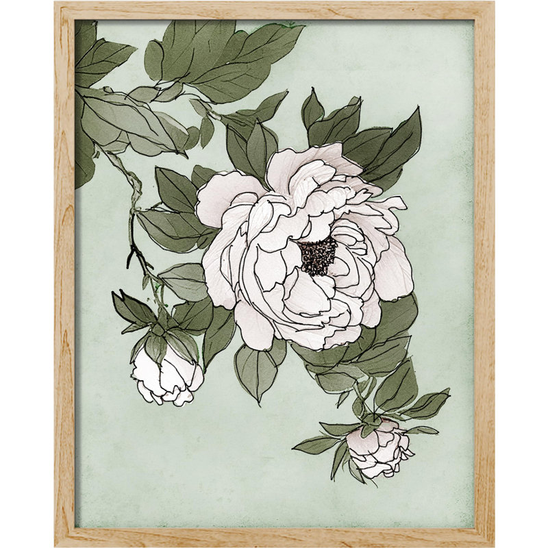 "Fleur de pivoine vert clair" sur papier, Naturel, H 14 po x l 11 po