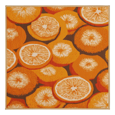 Washable Orange Navel Fruits Area Rug