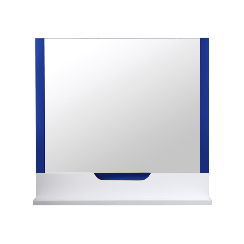 Miroir de salle de bain Aliyanna, H 33,5 po x l 35,5 po x P 0,25 po, Bleu / blanc mat