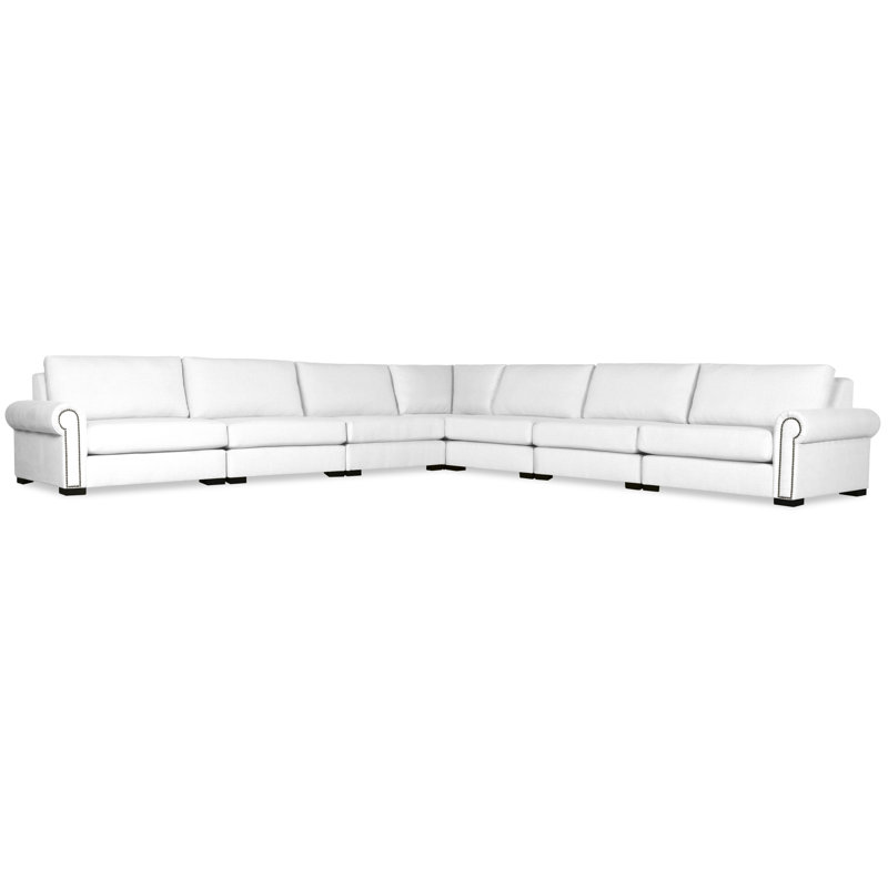 Canapé modulaire de coin symétrique en lin de 159 po Mosely, Revolution® blanc cassé