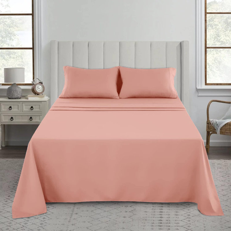 PERCALE FLAT SHEET SUPER KING SILVER, Kingsize (5'), Rose Pink
