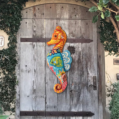 Décoration murale porte de plage hippocampe porte