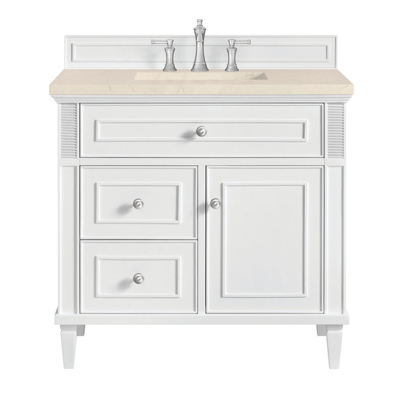 Lorelai 36'' W Single Vanity, White Zeus, Bright White, 8" Widespread