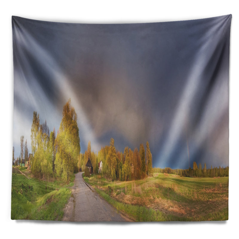 Tapisserie «Green Field Under Rainbow Sky», H 32 po x l 39 po