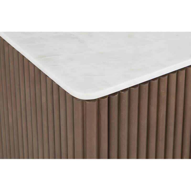 Table de chevet à deux portes, Blanc / Brun