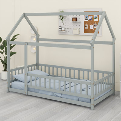 Lit en bois pour lit simple avec structure de toit