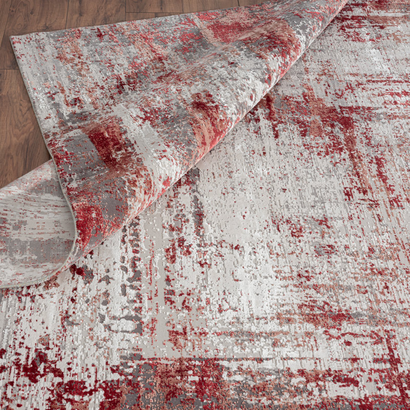 Evgenii Area Rug, Gray/Red, Rectangle 10' x 14'