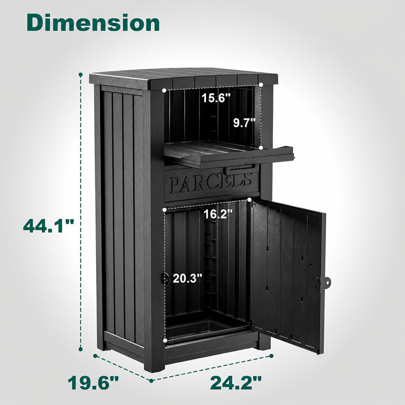 Boîte de livraison de 65 gallons en résine imperméable et verrouillable, Black